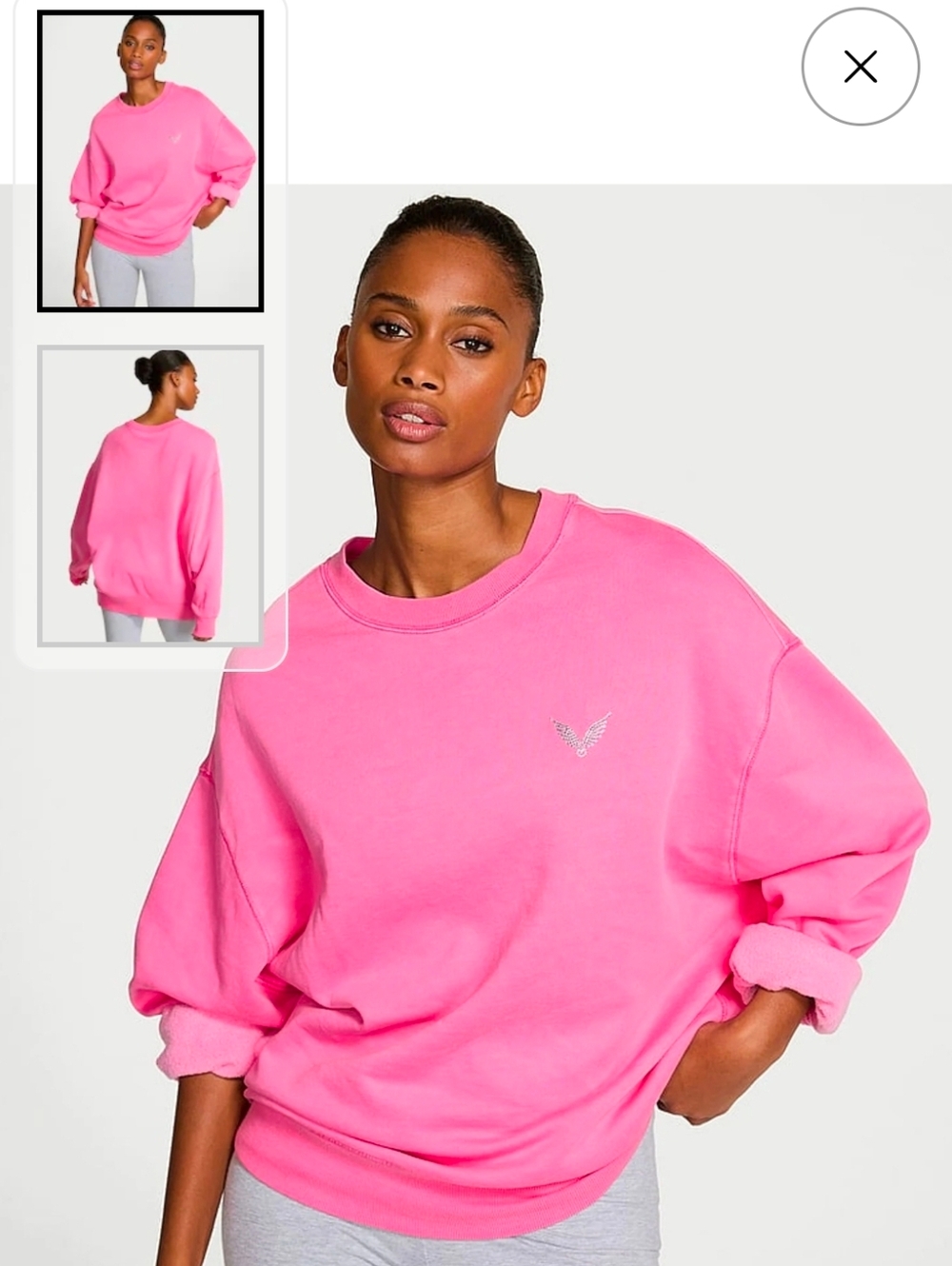 Angel Essentials Effortless Fleece Crewneck Sweatshirt Washed Hollywood Pink Lrg